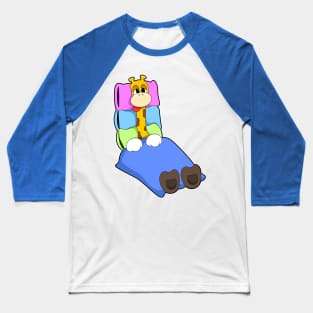 Giraffe at Sleeping with Blanket & Pillow Baseball T-Shirt